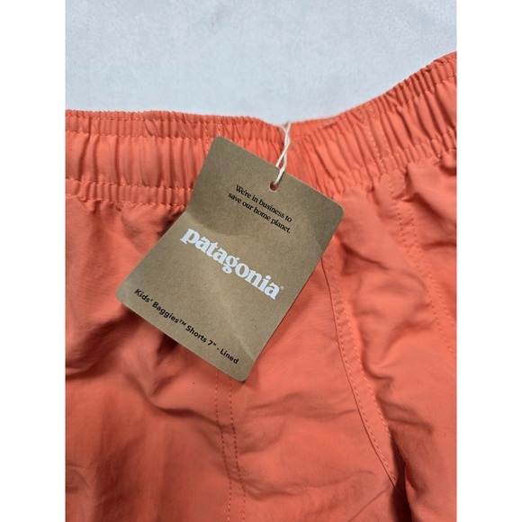 Patagonia‎ Kids Baggies Shorts 7" Lined Coho Coral Orange Size L 12 New - Picture 4 of 5